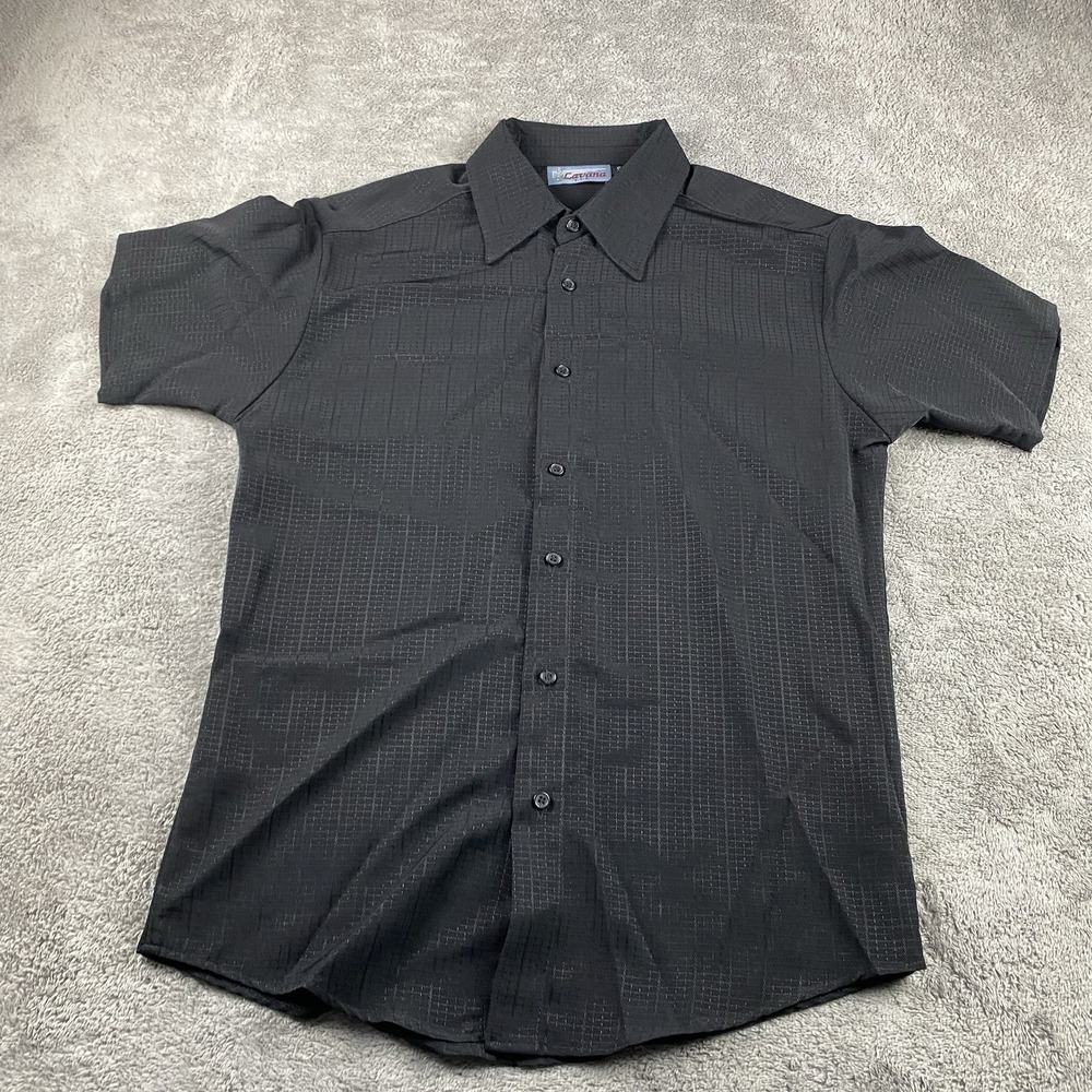 Lavana USA Dress Shirt‎ Buttons Mens Small Black Short Sleeve